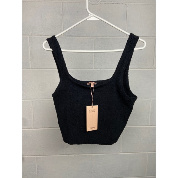 Eberjey Recycled Boucle Sweater Tank Top Sleeveless Black Cozy Size S NWT‎ - Picture 1 of 7